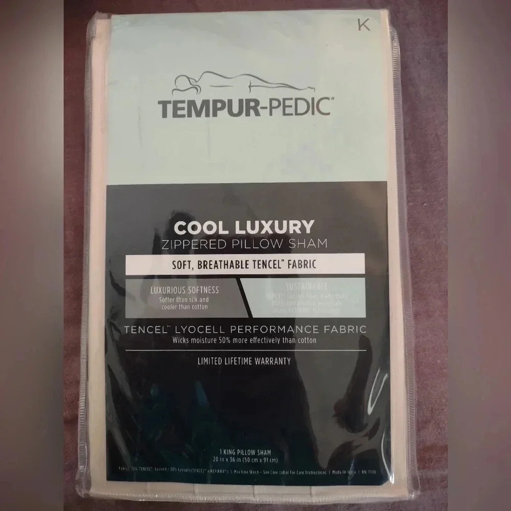 New in package Tempur-pedic king size single pillow sham sand dollar color